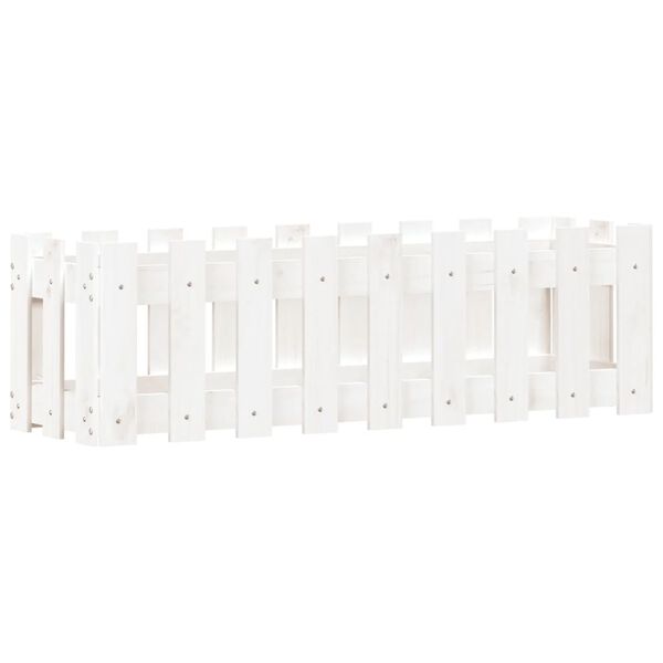 vidaXL feh&eacute;r t&ouml;m&ouml;r fenyőfa kerti magas&aacute;gy&aacute;s ker&iacute;t&eacute;ssel 100x30x30 cm