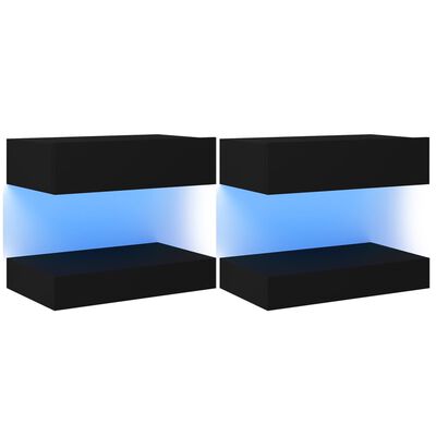 vidaXL 2 db fekete TV-szekrény LED-lámpákkal 60 x 35 cm
