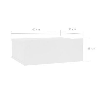 vidaXL fehér forgácslap úszó éjjeliszekrény 40 x 30 x 15 cm