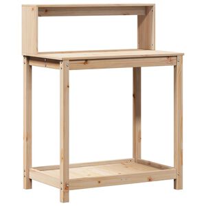 vidaXL t&ouml;m&ouml;r fenyőfa &uuml;ltetőasztal polccal 82,5 x 50 x 109,5 cm