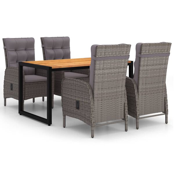 vidaXL 5 r&eacute;szes sz&uuml;rke kerti &eacute;tkezőgarnit&uacute;ra