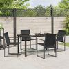 vidaXL Kert étkező szett 5 pcs Fekete Textilén és porbevonatos acél