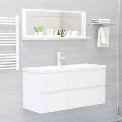 vidaXL magasfényű fehér forgácslap fürdőszobai tükör 100x10,5x37 cm