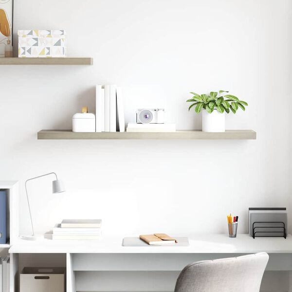 vidaXL tölgyszínű MDF lebegő fali polc 120 x 23,5 x 3,8 cm