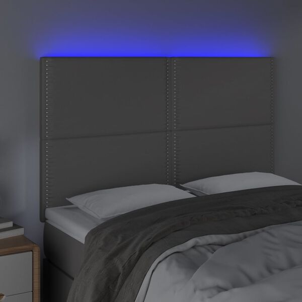 vidaXL sz&uuml;rke műbőr LED-es fejt&aacute;mla 144x5x118/128 cm