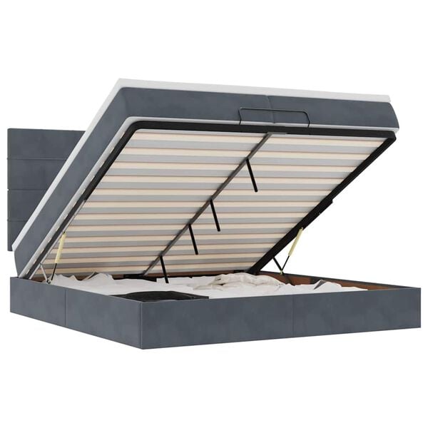 vidaXL Ottom&aacute;n &aacute;gykeret matraccal S&ouml;t&eacute;t sz&uuml;rke 200x200cm b&aacute;rsony