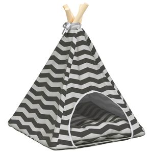 vidaXL Kiskedvenc teepee p&aacute;rn&aacute;val Feh&eacute;r &eacute;s Sz&uuml;rke 40 x 40 x 50 cm