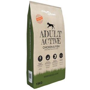 vidaXL &bdquo;Adult Active Chicken & Fish&rdquo; pr&eacute;mium sz&aacute;raz kutyat&aacute;p 15 kg