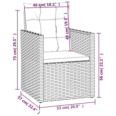 vidaXL 3 részes szürke polyrattan kültéri ülőgarnitúra párnákkal