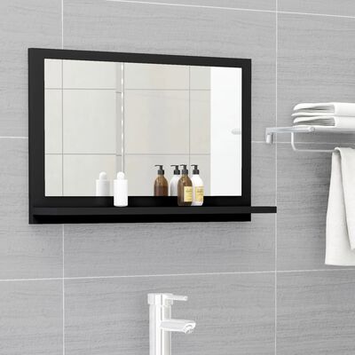 vidaXL fekete forgácslap fürdőszobai tükör 60 x 10,5 x 37 cm