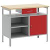 vidaXL Munkapad Piros &eacute;s Sz&uuml;rke 100 x 55 x 85 cm Műszaki fa &eacute;s ac&eacute;l
