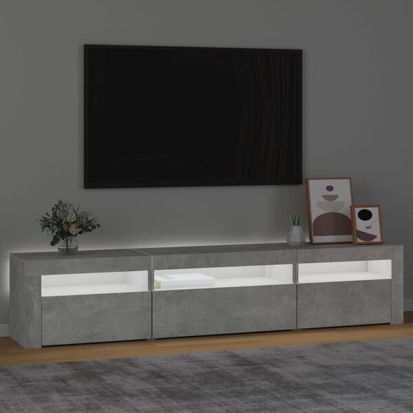 vidaXL betonszürke TV-szekrény LED lámpákkal 195x35x40 cm