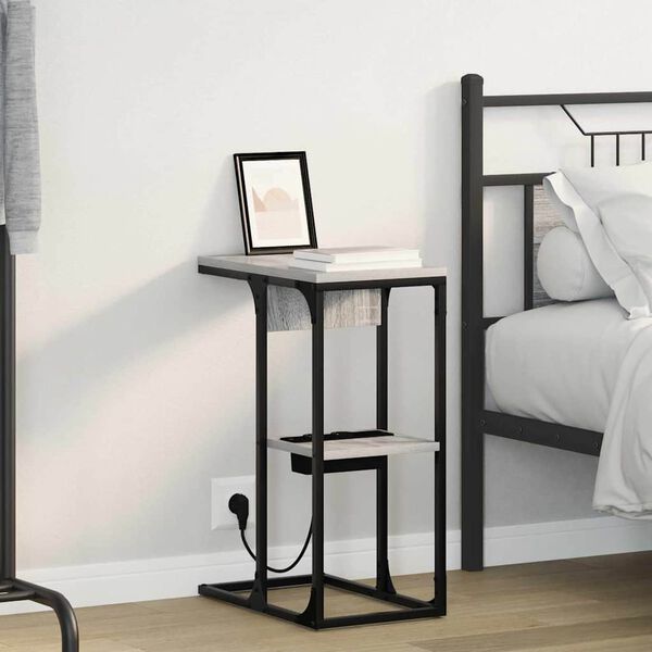 vidaXL &Eacute;jjeliszekr&eacute;ny Sz&uuml;rke Sonoma 41,5 x 26 x 60,5 cm Faanyag