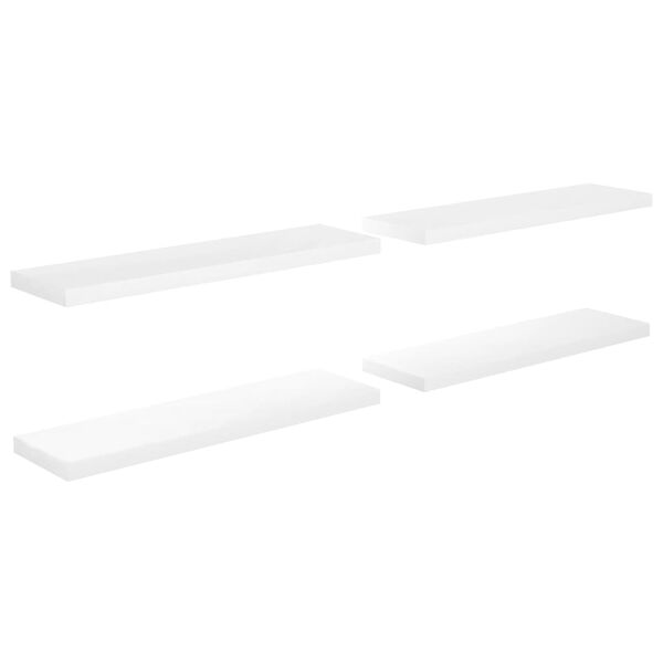 vidaXL 4 db magasfényű fehér MDF lebegő fali polc 90 x 23,5 x 3,8 cm