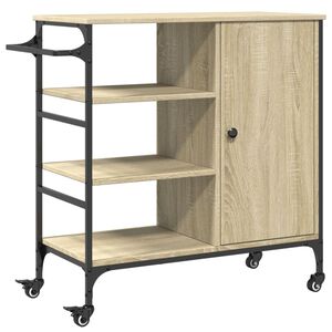 vidaXL sonoma t&ouml;lgy sz&iacute;nű szerelt fa zs&uacute;rkocsi 87,5 x 38,5 x 84,5 cm