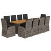 vidaXL 11 r&eacute;szes sz&uuml;rke polyrattan kerti &uuml;lőgarnit&uacute;ra p&aacute;rn&aacute;kkal