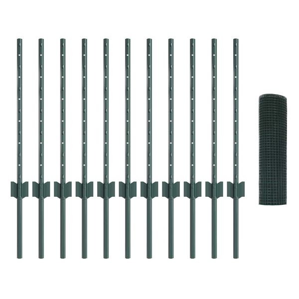 vidaXL Ker&iacute;t&eacute;s oszlopokkal Z&ouml;ld 0,6 x 25 m Ac&eacute;l &eacute;s PVC