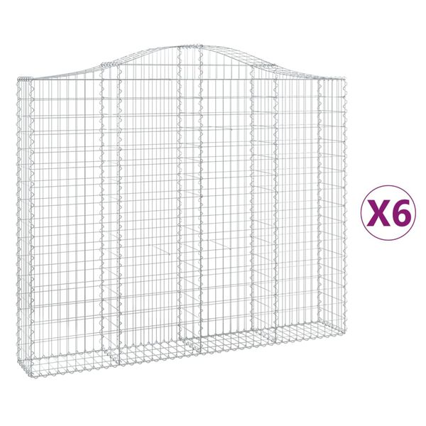 vidaXL 6 db íves horganyzott vas gabion kosár 200x30x160/180 cm