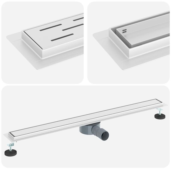 vidaXL Zuhanycsatorna 2 az 1-ben 360&deg;-os szifonnal Ez&uuml;st 90 cm