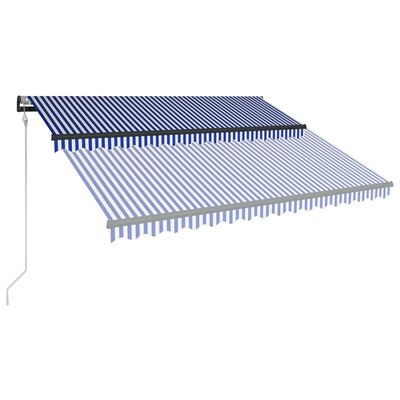 vidaXL kék és fehér szélérzékelős és LED-es napellenző 450 x 300 cm