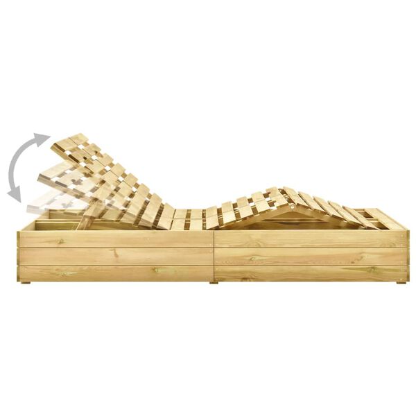 vidaXL impregnált fenyőfa kétszemélyes napozóágy zöld párnákkal