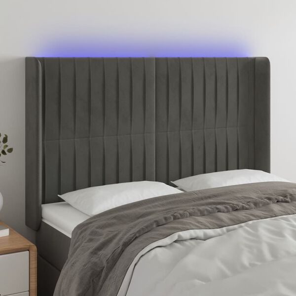vidaXL s&ouml;t&eacute;tsz&uuml;rke b&aacute;rsony LED-es fejt&aacute;mla 147x16x118/128 cm