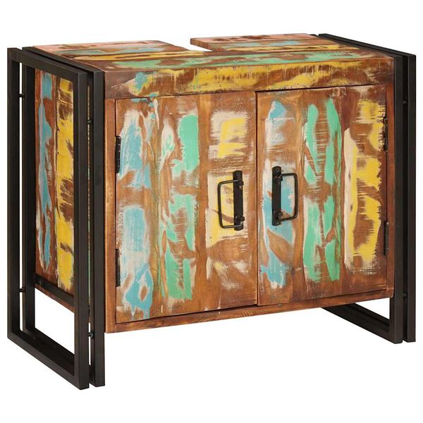 vidaXL Mosd&oacute;kagyl&oacute; szekr&eacute;ny Soksz&iacute;nű Szil&aacute;rd &Uacute;jrahasznos&iacute;tott Fa