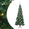 vidaXL Sarok Műkar&aacute;csonyfa 300 LED-del Z&ouml;ld 180 cm PVC &eacute;s f&eacute;m