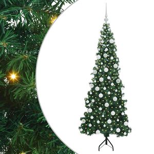 vidaXL Sarok Műkar&aacute;csonyfa 300 LED-del Z&ouml;ld 180 cm PVC &eacute;s f&eacute;m