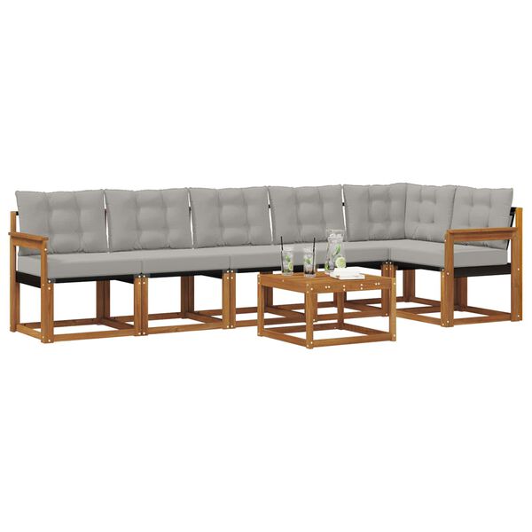 vidaXL K&uuml;lt&eacute;ri kanap&eacute; szett 7 pcs Term&eacute;szetes &eacute;s Vil&aacute;gossz&uuml;rke