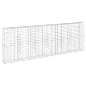 vidaXL horganyzott vas gabion kos&aacute;r fed&eacute;llel 600 x 50 x 200 cm