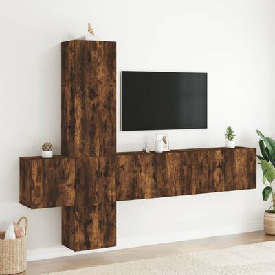 vidaXL 5 darab füstös tölgy színű szerelt fa TV-bútor