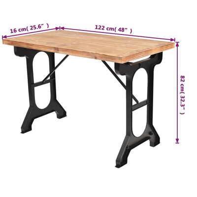 vidaXL étkezőasztal tömör fenyő asztallappal 122 x 65 x 82 cm