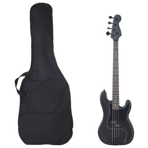 vidaXL fekete elektromos basszusgit&aacute;r kezdőknek puhatokkal 4/4 46"