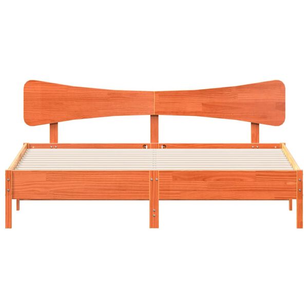 vidaXL viaszbarna t&ouml;m&ouml;r fenyőfa &aacute;gy matrac n&eacute;lk&uuml;l 200 x 200 cm