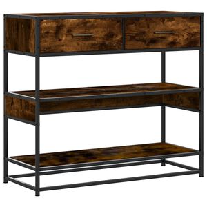vidaXL f&uuml;st&ouml;s t&ouml;lgy sz&iacute;nű szerelt fa t&aacute;lal&oacute;asztal 90x35x80 cm