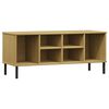 vidaXL OSLO barna t&ouml;m&ouml;r fa cipőszekr&eacute;ny f&eacute;m l&aacute;bakkal 106 x 35 x 45 cm