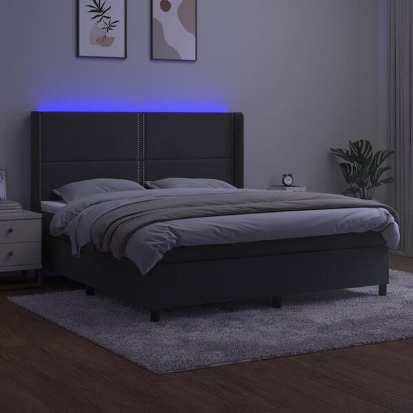 vidaXL s&ouml;t&eacute;tsz&uuml;rke b&aacute;rsony rug&oacute;s &eacute;s LED-es &aacute;gy matraccal 180x200 cm