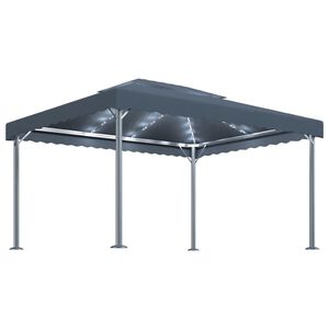 vidaXL antracitsz&uuml;rke alum&iacute;niumpavilon LED f&eacute;nyf&uuml;z&eacute;rrel 400 x 300 cm