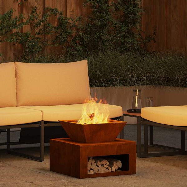 vidaXL Tűzrak&oacute; Rozsd&aacute;s 50 x 50 x 40 cm Időj&aacute;r&aacute;s&aacute;ll&oacute; ac&eacute;l