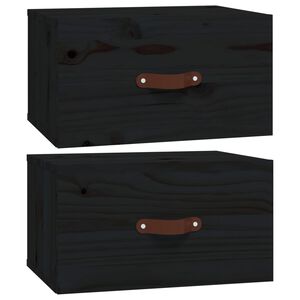 vidaXL 2 db fekete falra szerelhető &eacute;jjeliszekr&eacute;ny 40 x 29,5 x 22 cm