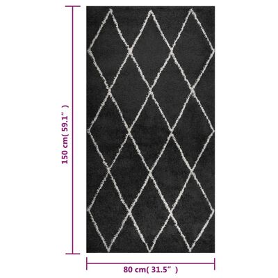 vidaXL krém és antracitszürke színű hosszú szálú szőnyeg 80 x 150 cm