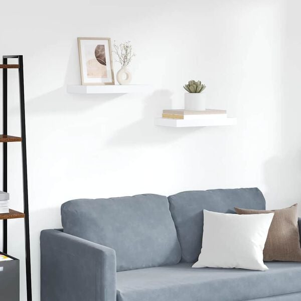 vidaXL 2 db feh&eacute;r MDF lebegő fali polc 40 x 23 x 3,8 cm