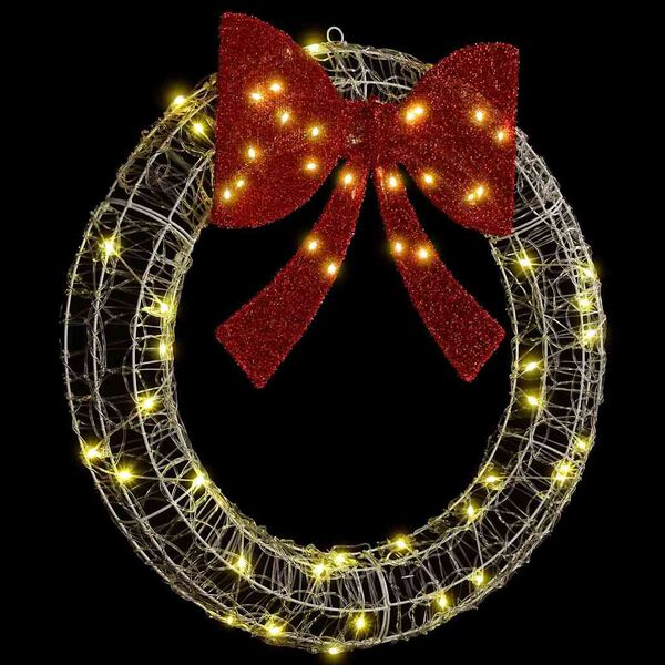 vidaXL Koszorú 60 LED-del Meleg fehér 75 cm Akril