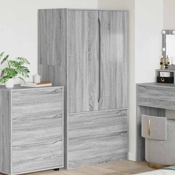 vidaXL Cabinet fi&oacute;kkal Sz&uuml;rke Sonoma 79,5 x 49 x 156 cm M&eacute;rn&ouml;ki fa