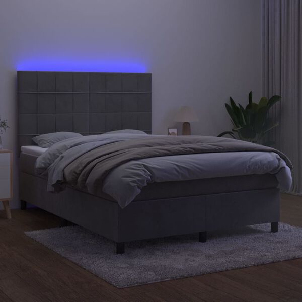 vidaXL vil&aacute;gossz&uuml;rke b&aacute;rsony rug&oacute;s &eacute;s LED-es &aacute;gy matraccal 140x190 cm