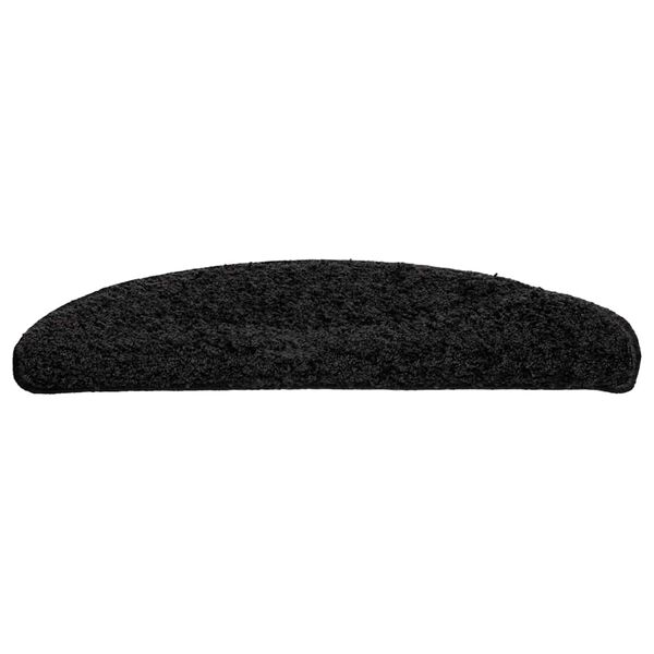 vidaXL 30 db fekete, f&eacute;lk&ouml;r alak&uacute; l&eacute;pcsőszőnyeg 56 x 17 x 3 cm