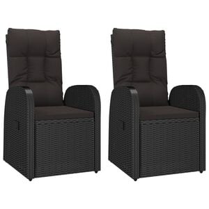 vidaXL 2 db fekete d&ouml;nthető polyrattan kerti sz&eacute;k p&aacute;rn&aacute;val