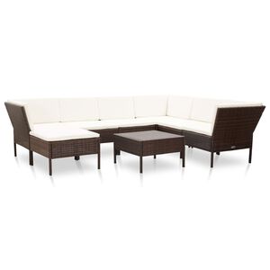 vidaXL 8-r&eacute;szes barna polyrattan kerti b&uacute;torszett p&aacute;rn&aacute;kkal