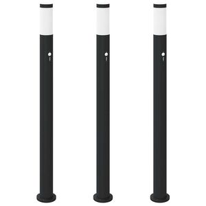vidaXL 3 db szenzoros oszlopl&aacute;mpa 110 cm rozsdamentes ac&eacute;l IP44